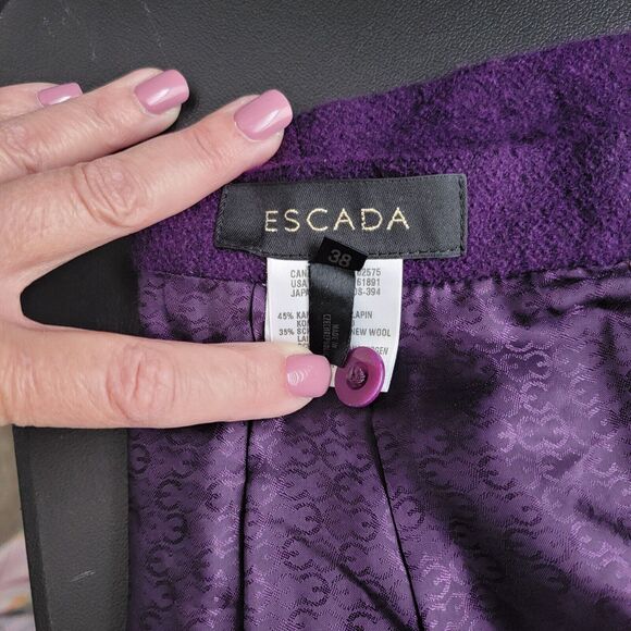 ESCADA Skirt 38 Wool Angora Blend Boucle US M Pencil Skirt Classic Purple Luxury - Picture 9 of 16